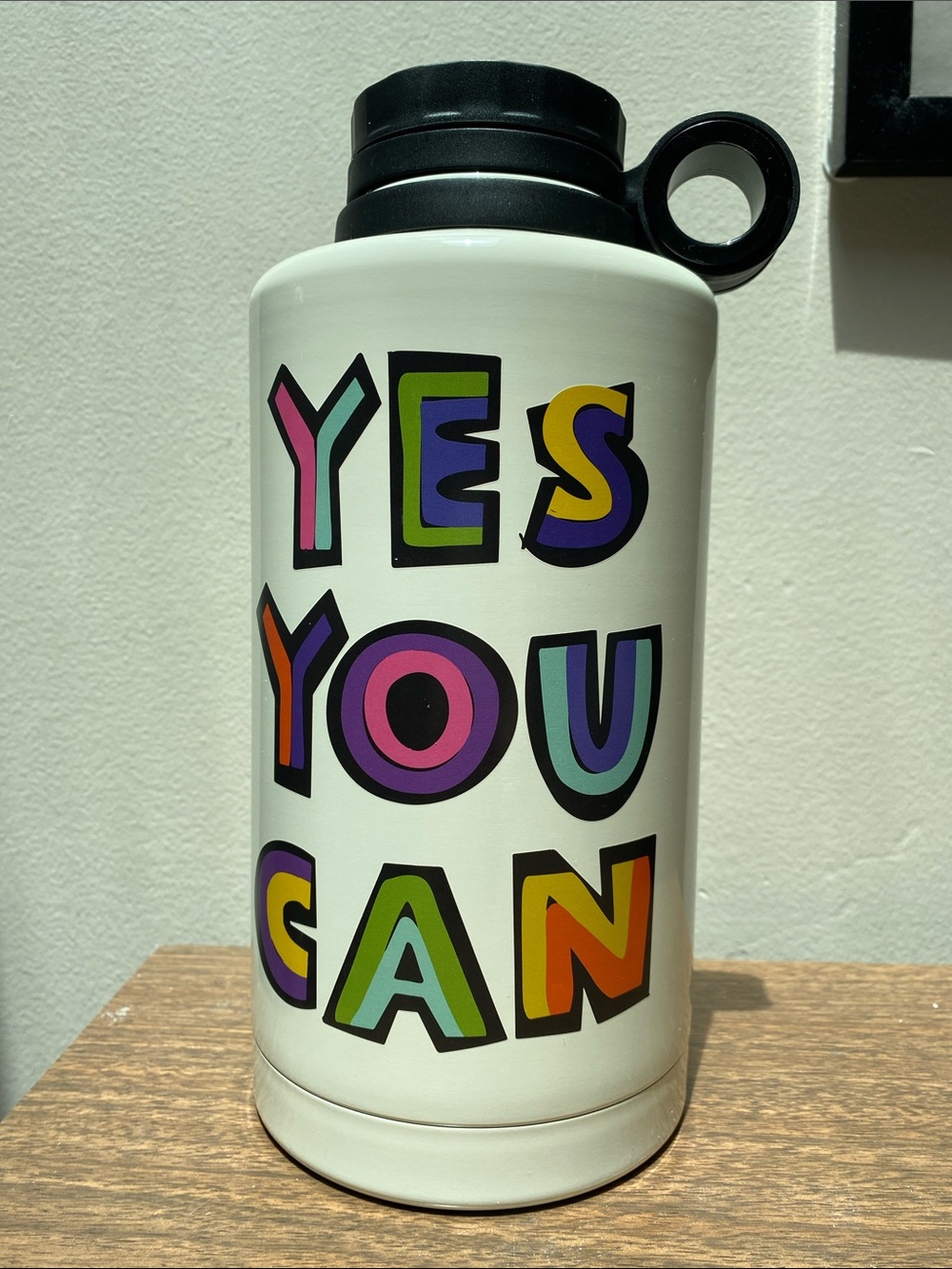 Tabitha Brown Cream Insulated Growler with Black Lid. YES YOU CAN